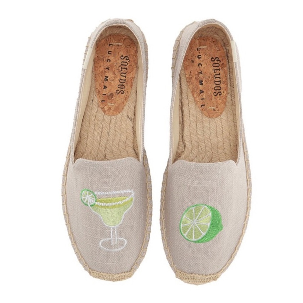Soludos Margarita Lime Embroidered Platform Espadrille Loafers
